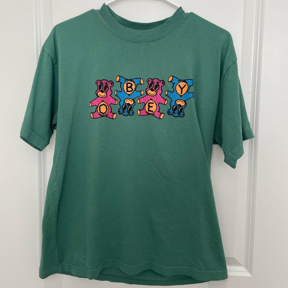 Obey Green Tee with Colorful Bear Design